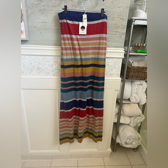 NWT new medium anthropologie daily practice tube dress maxi striped multi color - Picture 3 of 13